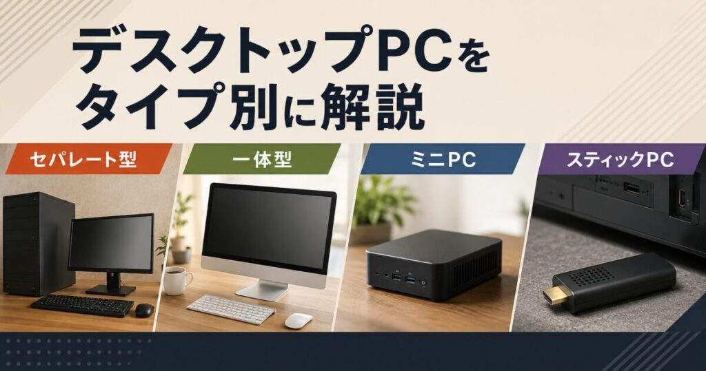 デスクトップPCをタイプ別に解説|セパレート型・一体型・ミニPC・スティックPC