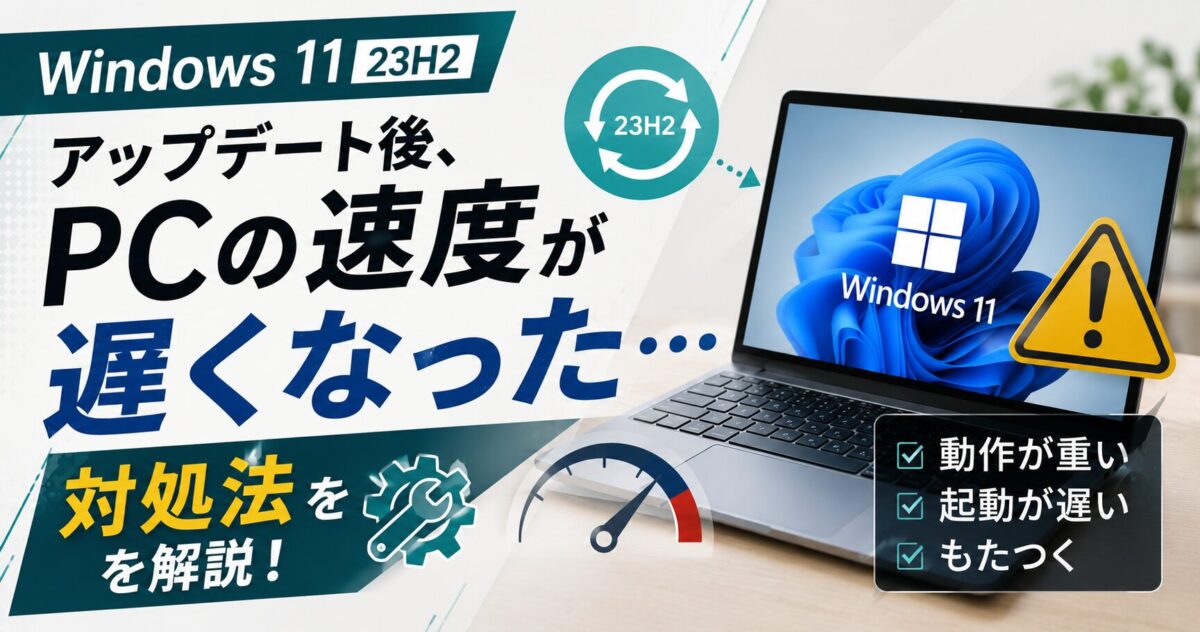 Windows 11 23H2にアップデート後、PCの速度が遅くなった時の対処法