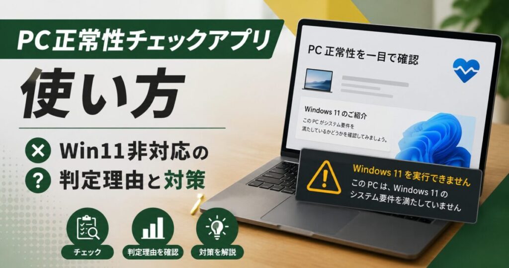 【2026最新】PC正常性チェックアプリの使い方|Win11非対応の判定理由と対策