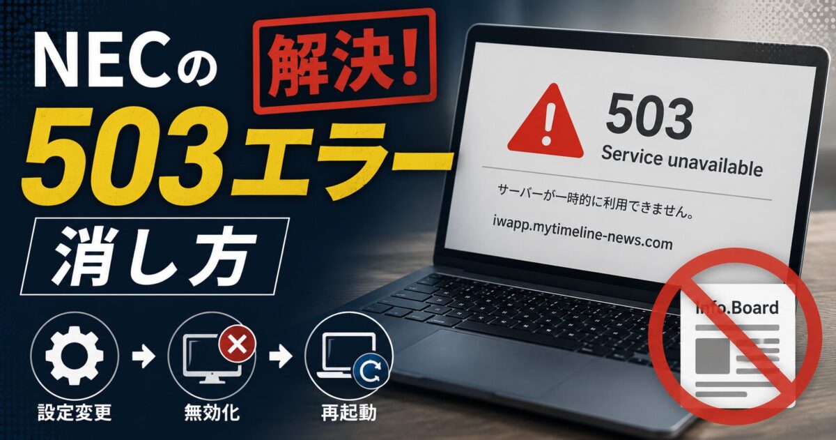 NECの503エラー解決！iwapp.mytimeline-news.comの消し方