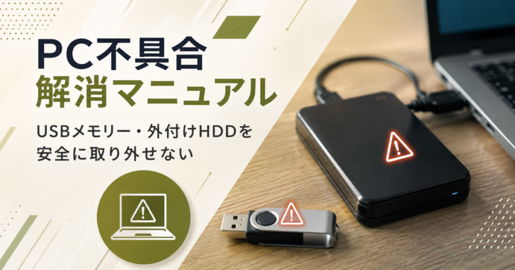 USBメモリー・外付けHDDを安全に取り外せない|PC不具合解消マニュアル