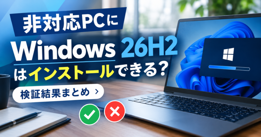 非対応PCにWindows 11 26H2はインストールできる?検証結果まとめ