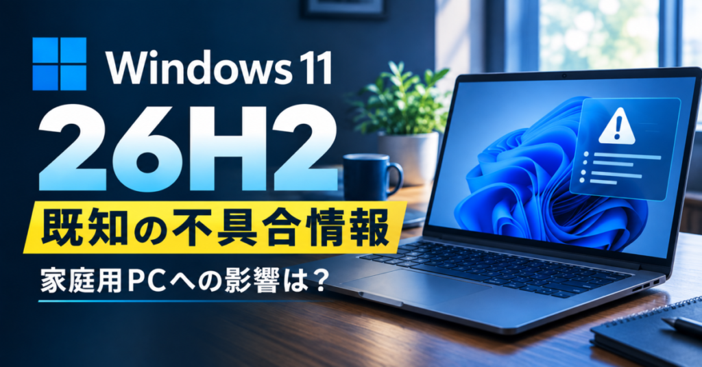 Windows 11 26H2既知の不具合情報まとめ|家庭用PCへの影響は?